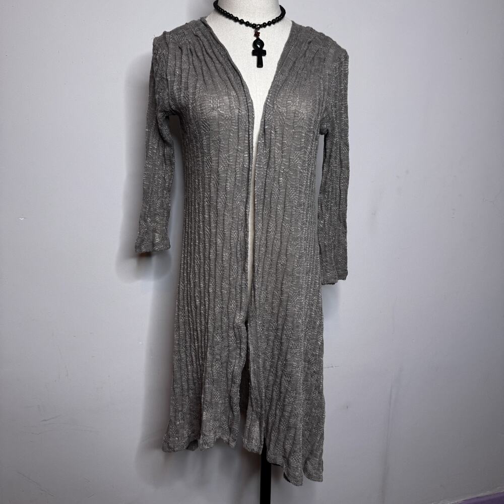 Vintage 2000s Gauzy Gray Open Front Cardigan Duster Soft Girl Grunge Fairy USA S
